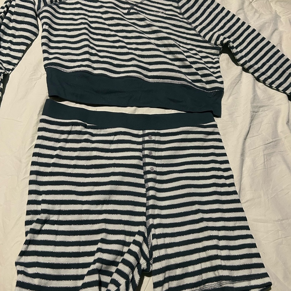 Victoria's Secret Black and White Striped Pajama Set